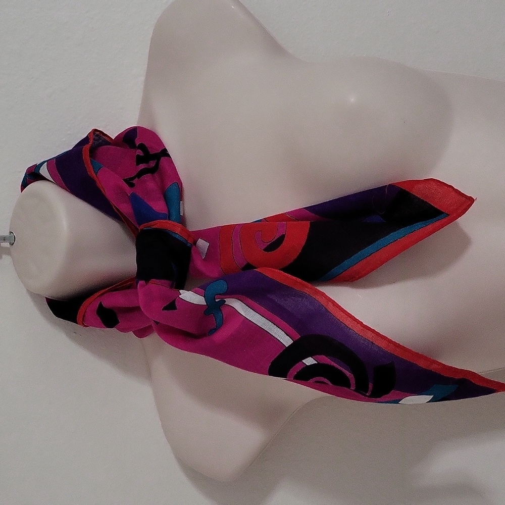 Vintage Ginnie Johansen Cotton Music Themed Scarf